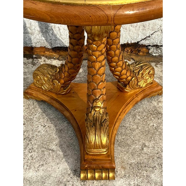 Chocolate Vintage Regency Gilt Tipped Koi Tabouret Table For Sale - Image 8 of 11