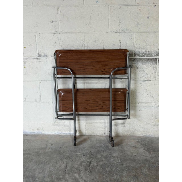 1970s Two-Tier Rosewood Foldable Bar Cart German Mid-Century Modern 1970s For Sale - Image 5 of 10