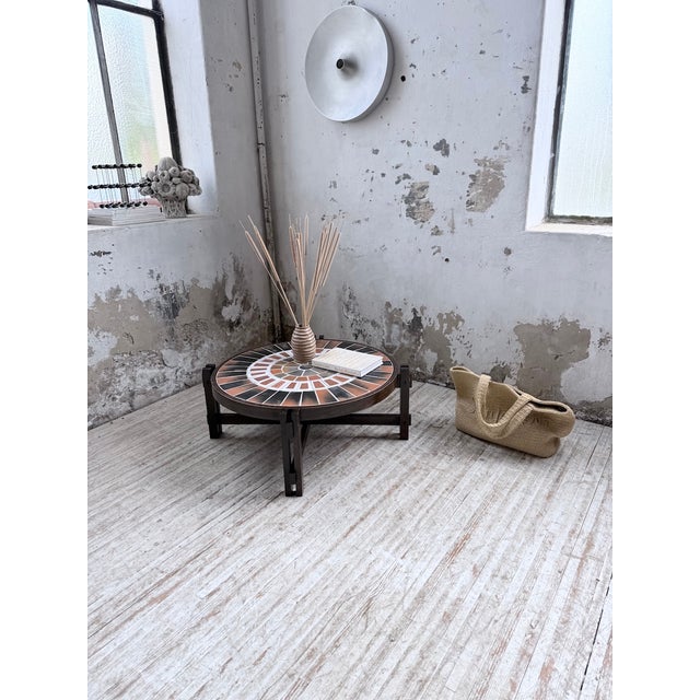 Brown Round Terracotta Herbarium Coffee Table by Roger Capron, 1960s For Sale - Image 8 of 18