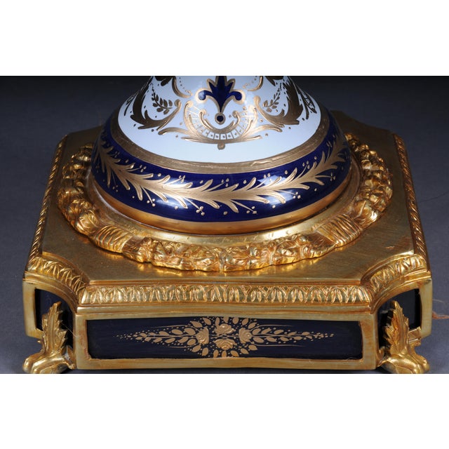 Metal French Sevrés Floor Vases with Gilt Bronze, Set of 2 For Sale - Image 7 of 18