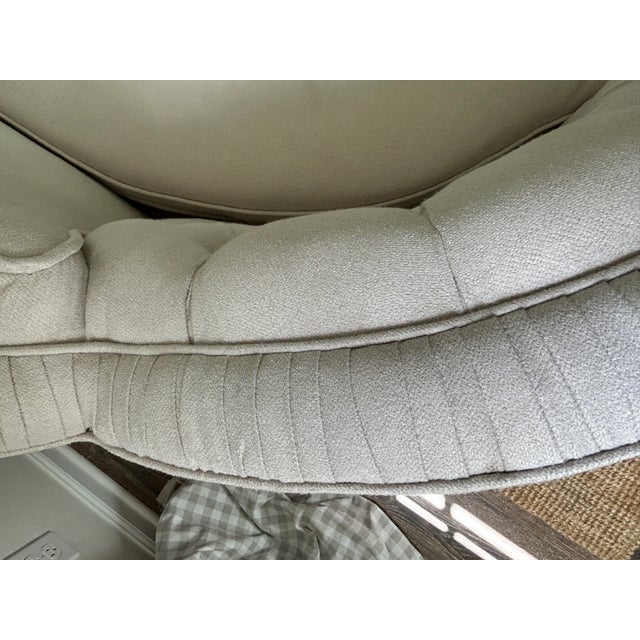 Wood Vintage Reupholstered Tufted Kidney Sofa For Sale - Image 7 of 11