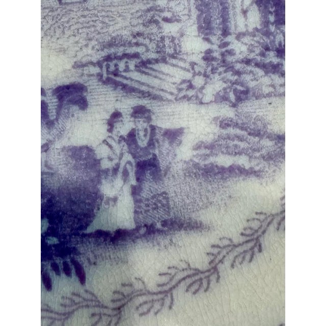 Victorian Antique New Wharf London Lavender & White English Garden Plate – Rare 9” English Transferware For Sale - Image 3 of 7