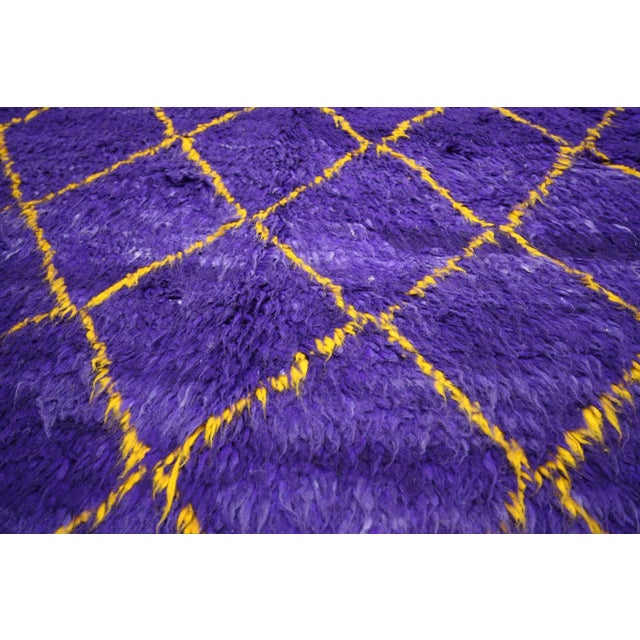 Late 20th Century Vintage Purple Beni Ourain Moroccan Rug - 06'08 X 12'10 For Sale - Image 5 of 8