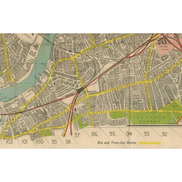 Paper Vintage Map of London, 1930 For Sale - Image 7 of 13