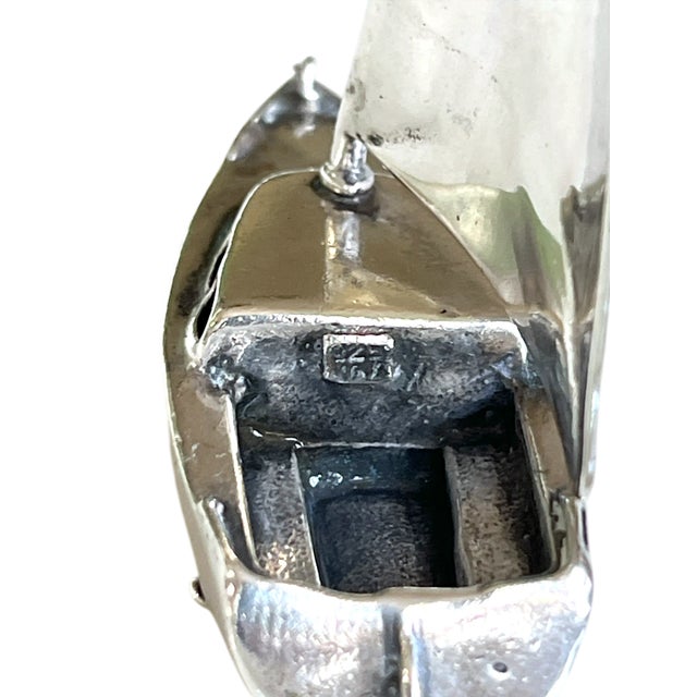 1980s Miniature Sterling Sailboat Sculpture – Handcrafted 925 Silver For Sale In Jacksonville, FL - Image 6 of 8