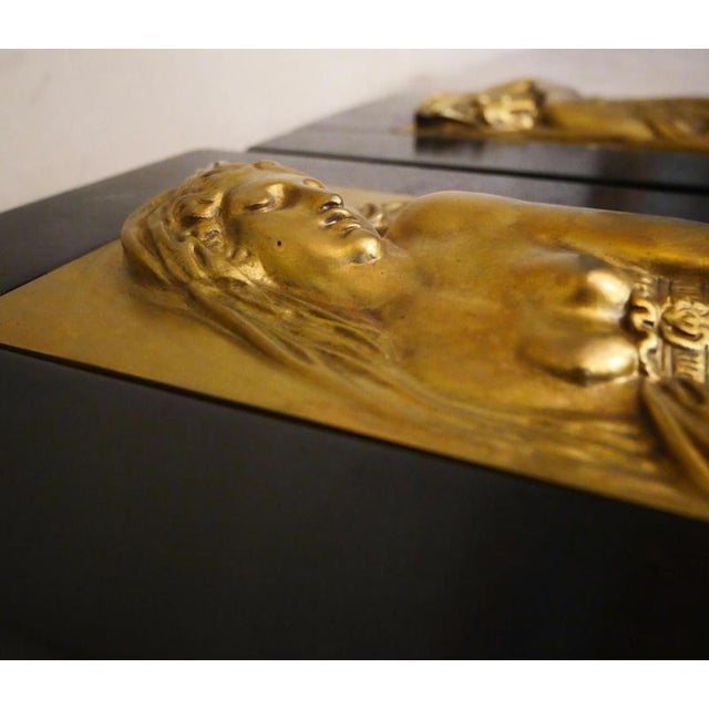 Metal Art Deco Reliefs with the Nymphs of the Fountain, Early 20th Century, Bronzes, Set of 2 For Sale - Image 7 of 13
