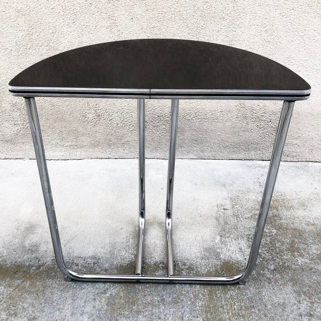 1930s Art Deco Chrome and Black Laminate Console Table by Royalchrome, Circa 1930s For Sale - Image 5 of 9