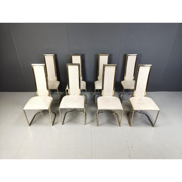Vintage Brass Dining Chairs attributed to Belgo Chrom / Dewulf Selection, 1970s, Set of 8 For Sale - Image 9 of 12