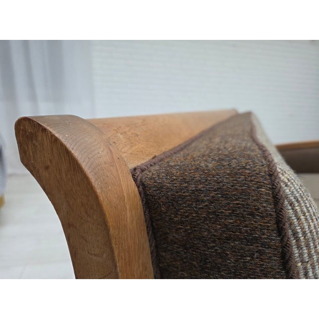 Danish 3-Seater Sofa in Wool and Carved Oak, 1950s For Sale - Image 4 of 18