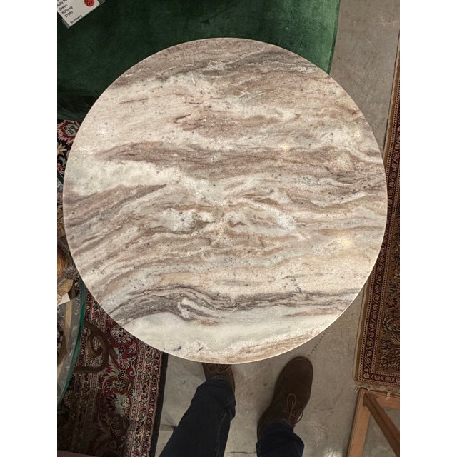 Sculptural Art Deco Inspired Handcrafted Wood and Stone Custom Made Accent Table For Sale In Miami - Image 6 of 6
