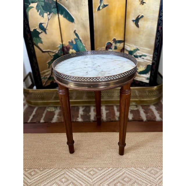 Antique French Bouillotte Style Table- Round Marble Top Drink Table For Sale - Image 10 of 11