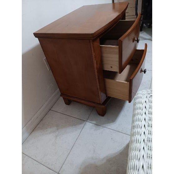 Brown Vintage Contemporary Wood Nightstand 2 Drawer Medium Tone For Sale - Image 8 of 8