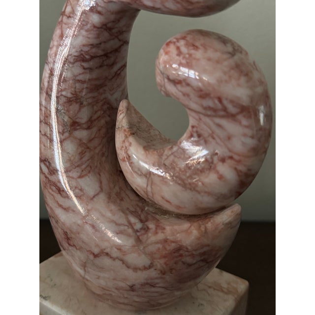 Abstract Pink Marble Decorative Sculpture With Mother & Baby Spiral Design For Sale - Image 3 of 10