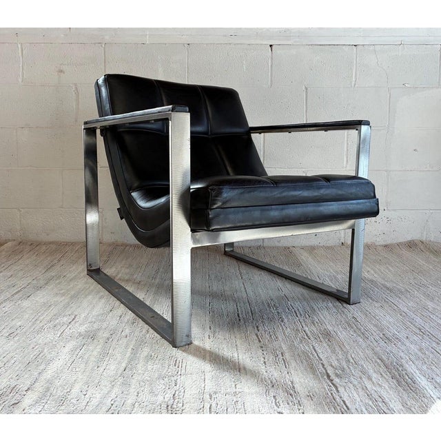 Mid-Century Modern Vintage Chrome Leather Lounge Chair – Mid Century Modern Bauhaus Accent Seating For Sale - Image 3 of 11