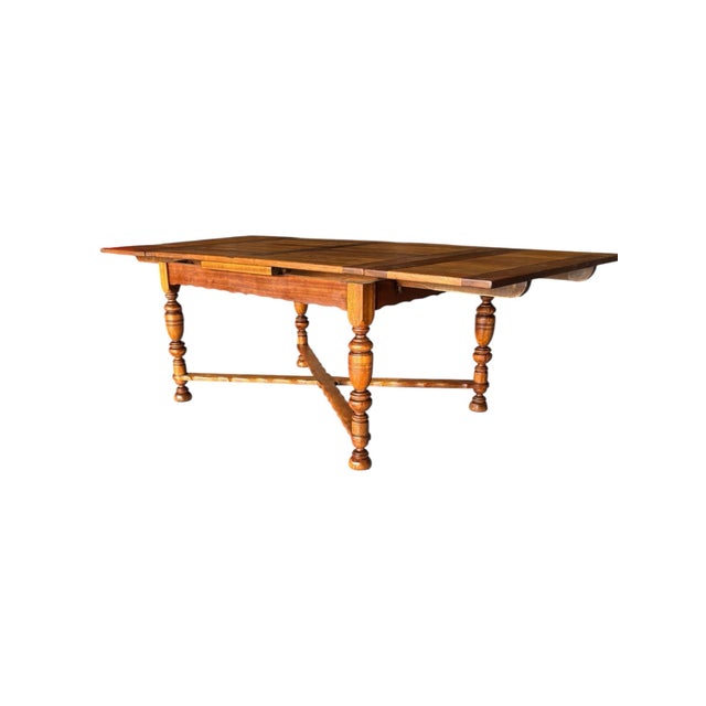 1920s Beautiful Unique Solid Mahogany Draw Leaf Table For Sale - Image 4 of 9