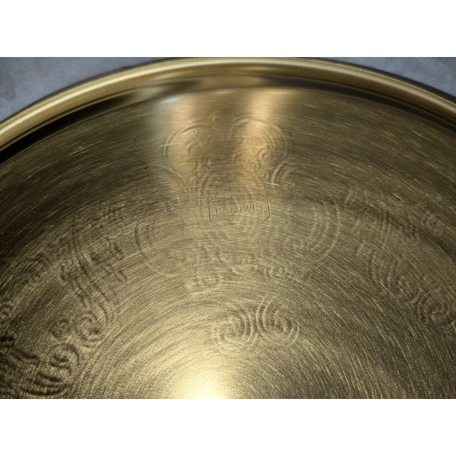 Vintage New in Box Baldwin Brass "Benchmark" 12" Etched Polished Brass Tray For Sale In Saint Louis - Image 6 of 8