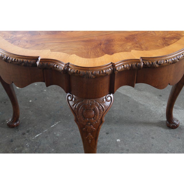 Vintage Figured Burr Walnut Pie Crust Coffee Table, 1920s For Sale - Image 6 of 18