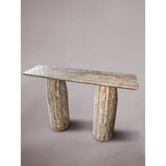 Serene Travertine Console Table 59" For Sale - Image 4 of 4