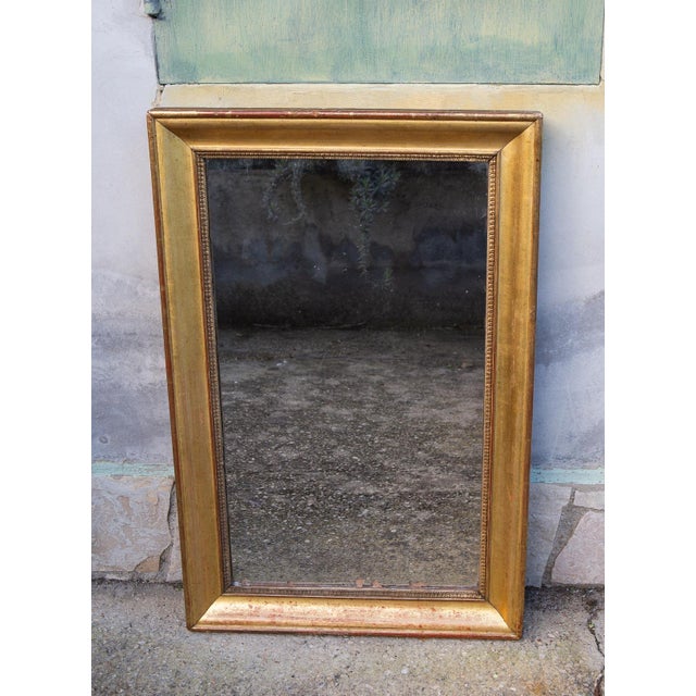 Wood Antique French Rectangular Gilded Wood Mirror, 1850 For Sale - Image 7 of 12