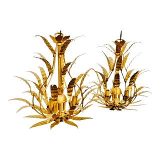 Mini Gold Gilt Chandeliers- Pair For Sale