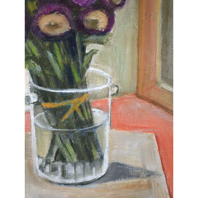 Mid-Century Modern 'Purple Blooms' Expressive Swedish Still Life Oil Painting, Framed For Sale - Image 10 of 11