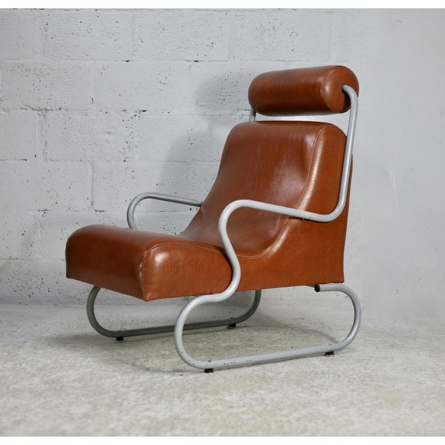 Space Age Armchair in Tubular Metal and Imitation Leather, 1960s For Sale - Image 15 of 16