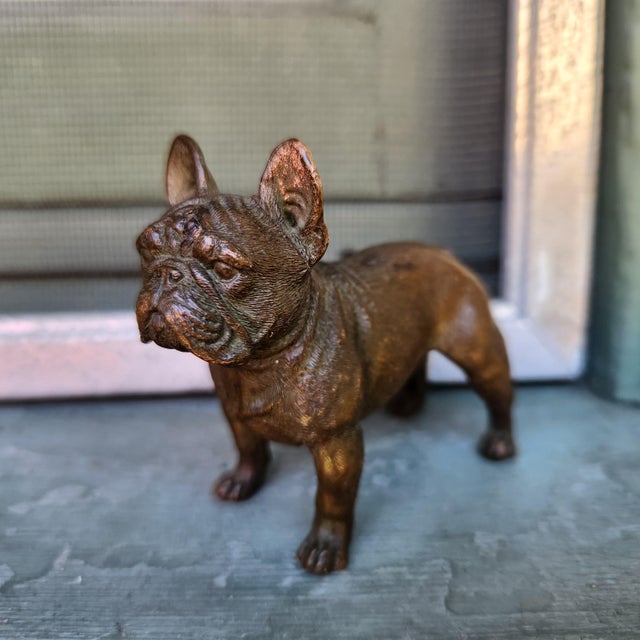 American Japanese Bronze French Bulldog Statue For Sale - Image 3 of 6