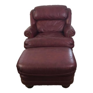 Bradley Club Chair and Ottoman by Leathercraft For Sale