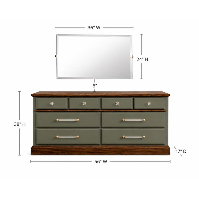 Late 20th Century Restored 1960s American Solid Wood Dresser With Frameless Beveled Mirror | Old Chapel Sagewood™ Finish For Sale - Image 5 of 7