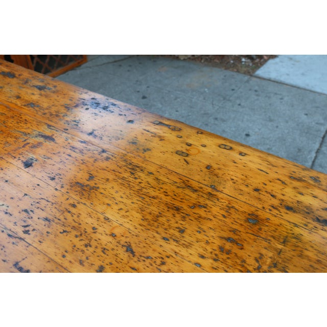 Vintage Farmhouse Solid Wood Table, 1930s For Sale - Image 9 of 12