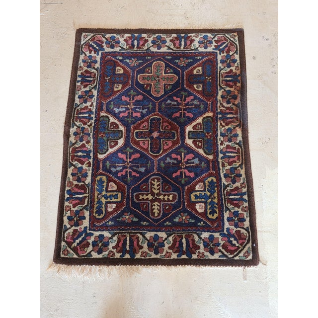Traditional Vintage Hand-Knotted Wool Accent Rug With Floral & Geometric Motifs, 3’5” X 2’6” For Sale - Image 3 of 6