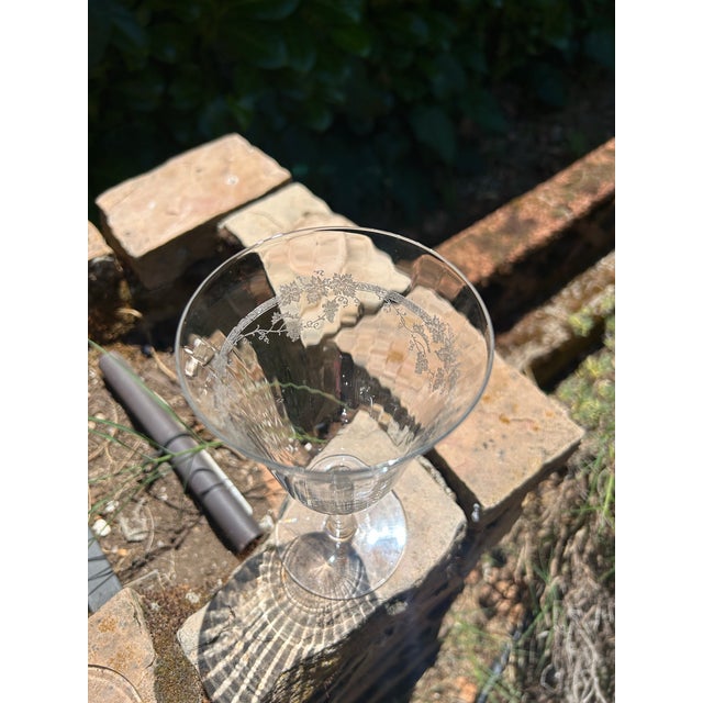 Transparent 1920s Set of Three Fostoria Optical Bowl With Etched Grapevine Design Around Bowl For Sale - Image 8 of 10