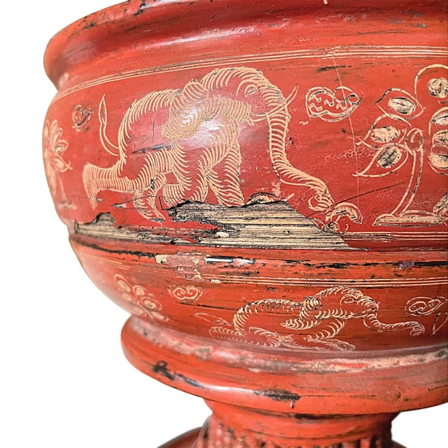 Antique Burmese Lacquered Offering Vessel Hsun Ok For Sale - Image 4 of 6