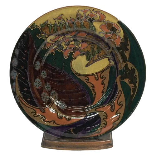 Large Earthenware Wall Plate from Rozenburg, The Hague, Netherlands, 1898