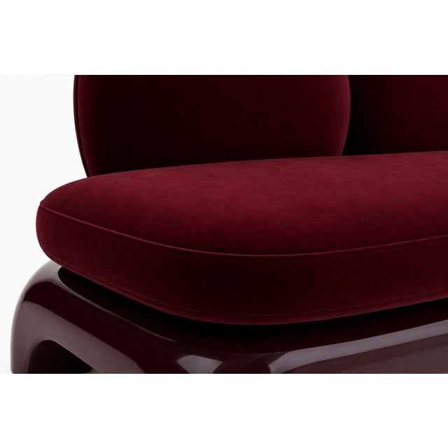 Eclipse Sofa in Bordeaux Lacquer and Velvet by Alexandre Ligios For Sale - Image 9 of 9