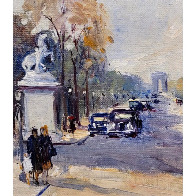 1940s Andre Michel -1940s Champ Elysees Parisian Scene-Oil Painting For Sale - Image 5 of 9