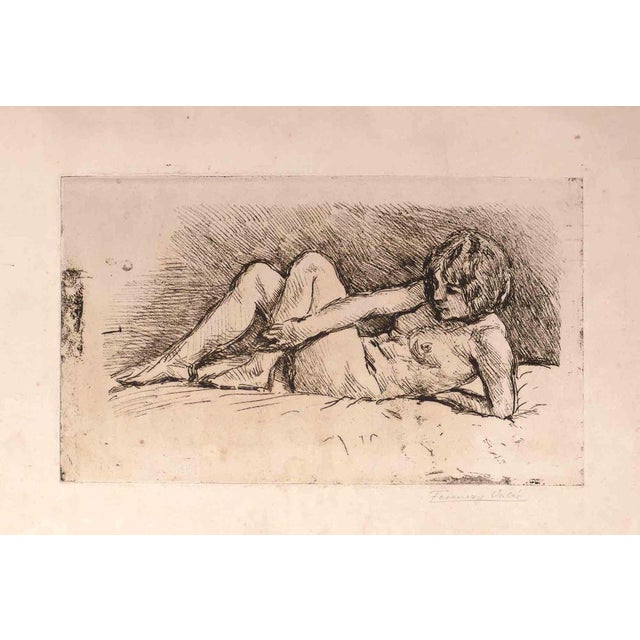 Reclined Nude is an etching and drypoint on ivory-colored paper realized by Valér Ferenczy in the 1930s. Hand-signed by...