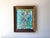 Vintage framed abstracted cool colored mixed media portrait. The piece is custom framed in an aged gold brushed thick...