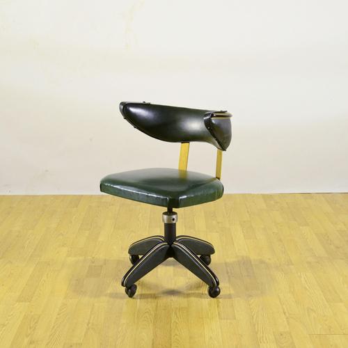 Mid-Century Swivel Office Chair in Vinyl Leather, 1960s For Sale - Image 3 of 9