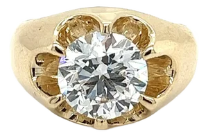 3.35 Carat Solitaire Lab Grown Diamond Mens Ring in 14k Yellow Gold Size 8.75
