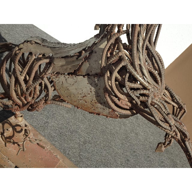37"Tall Vintage Mid Century Brutalist Welded Metal Horse Sculpture Statue Stand For Sale In Los Angeles - Image 6 of 16