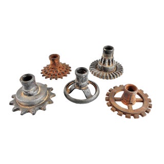 Factory Gears Candle Holders - Set of 5 For Sale