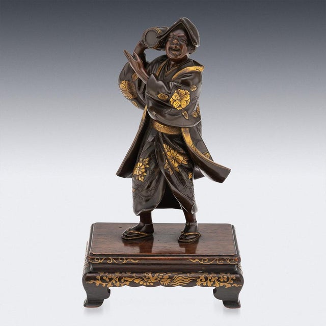 Antique Japanese Gilt Bronze Kawaraban Figurine from Miyao Eisuke Company, 19th Century For Sale - Image 3 of 18