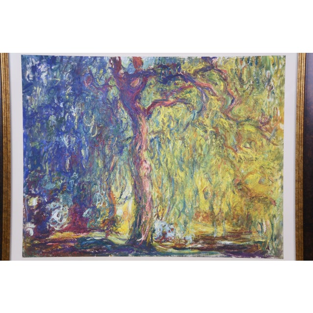 Vintage Weeping Willow Tree Framed Print After Claude Monet 25" For Sale - Image 9 of 12