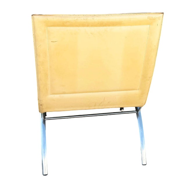 1990s Postmodern Italian Leather “Waist” Side Chrome Tublar Lounge Chair For Sale In Los Angeles - Image 6 of 7
