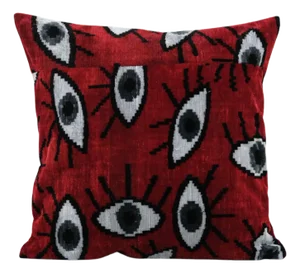 Turkish Red Eye Velvet Pillow Cover