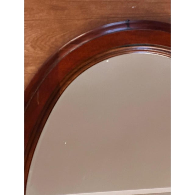 Vintage Oval Mirror in Stained Wood, 1970s For Sale - Image 4 of 17