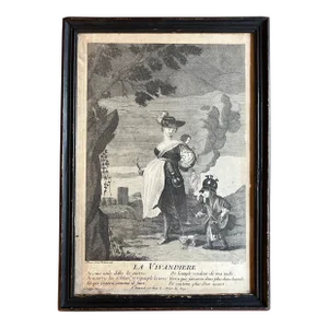 Antique 18th Century French Louis XVI Framed Print - La Vivandiere