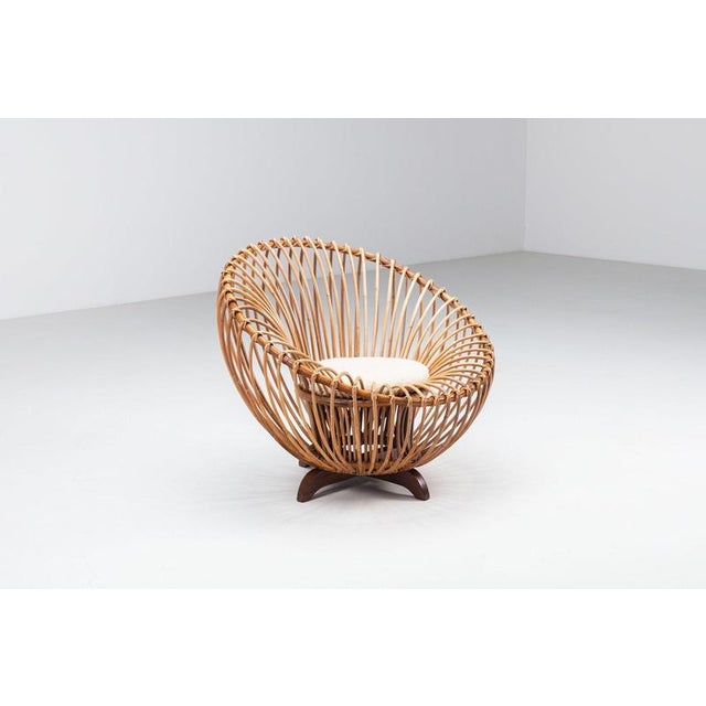 1950s Lounge Chair in Rattan and Teak in the style of Franco Albini, Italy, 1950 For Sale - Image 5 of 15