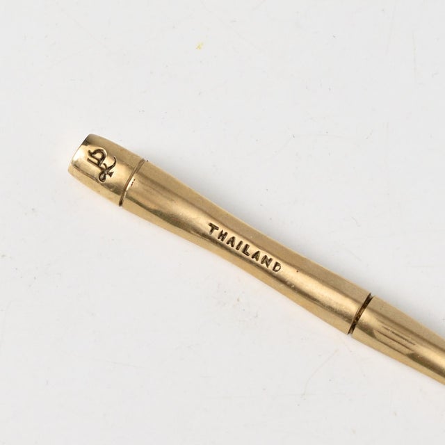 1990s Vintage Bamboo Pattern Brass Cutlery, 1970s, Set of 36 For Sale - Image 5 of 8